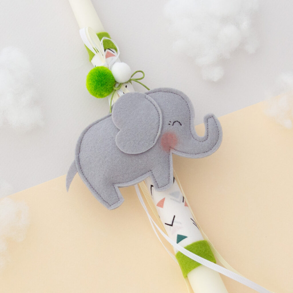 Χειροποίητη Πασχαλινή λαμπάδα με παιχνίδι ελέφαντα