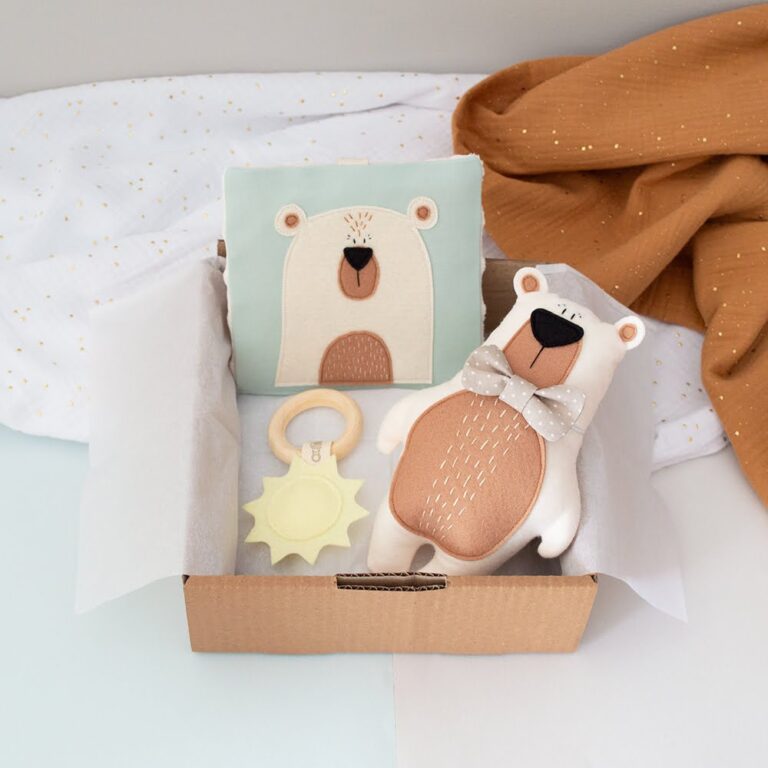 Βρεφικό Σετ Δώρου - Μασητικός Κρίκος, Παιχνίδι Αφής & Ήχου, Κουκλάκι Ζώο
