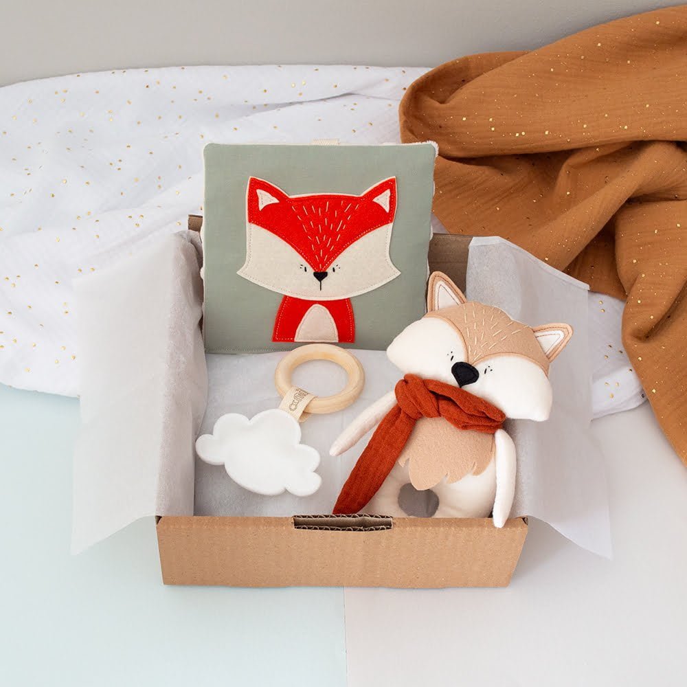 Βρεφικό Σετ Δώρου - Μασητικός Κρίκος, Παιχνίδι Αφής & Ήχου, Κουκλάκι Ζώο