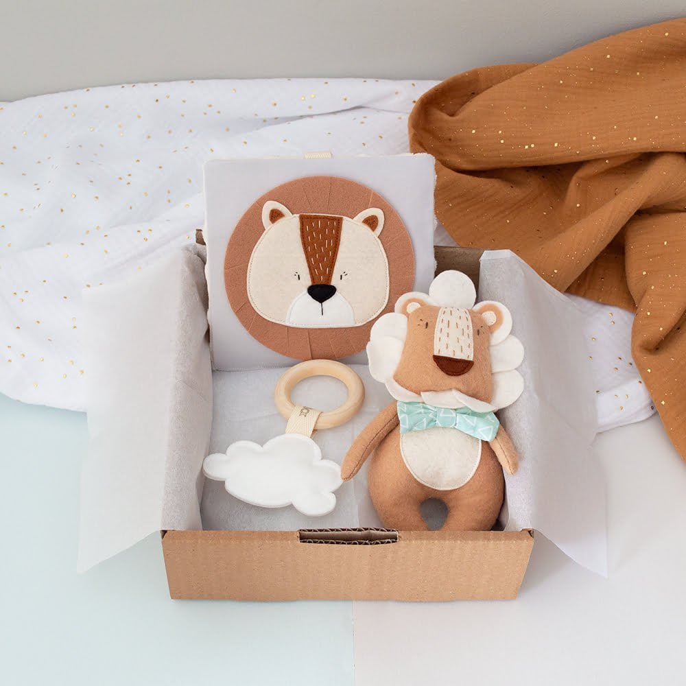 Βρεφικό Σετ Δώρου - Μασητικός Κρίκος, Παιχνίδι Αφής & Ήχου, Κουκλάκι Ζώο